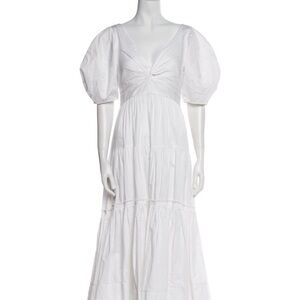 La Ligne White Maxi Dress with Puff Sleeves